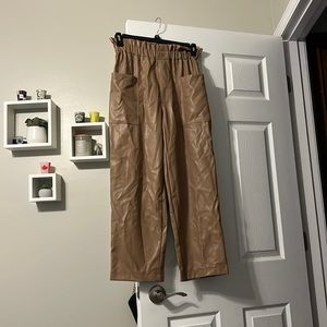 Tan leather pants